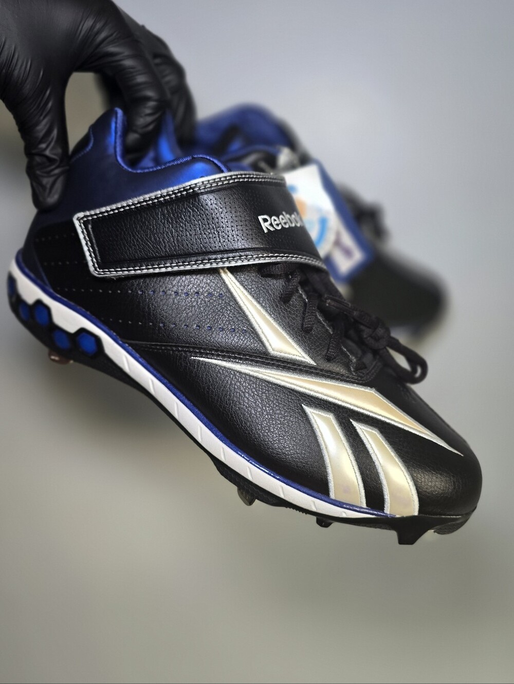 Reebok MLB Pro Hexride Metal Baseball Cleats Mid Strap Mens Size 13 Black Blue